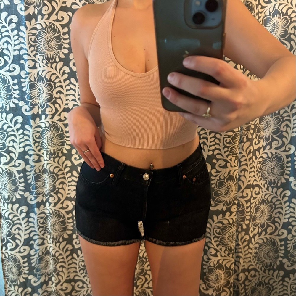 Levi’s 501 Button Fly Black Denim Shorts